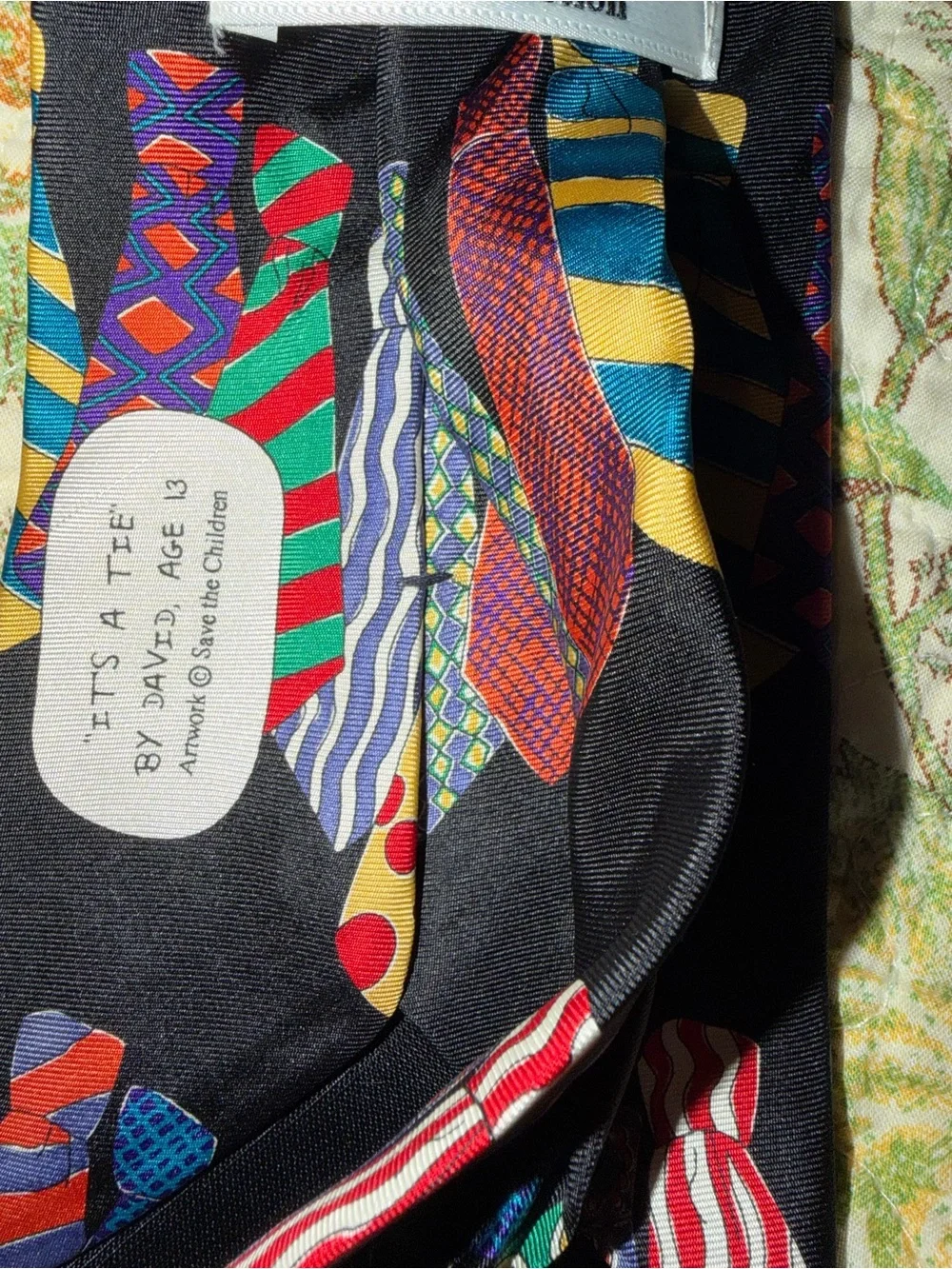 Vintage Save the Children Silk Tie Lot of 3 Men's Novelty Neckties Kids Art 90s